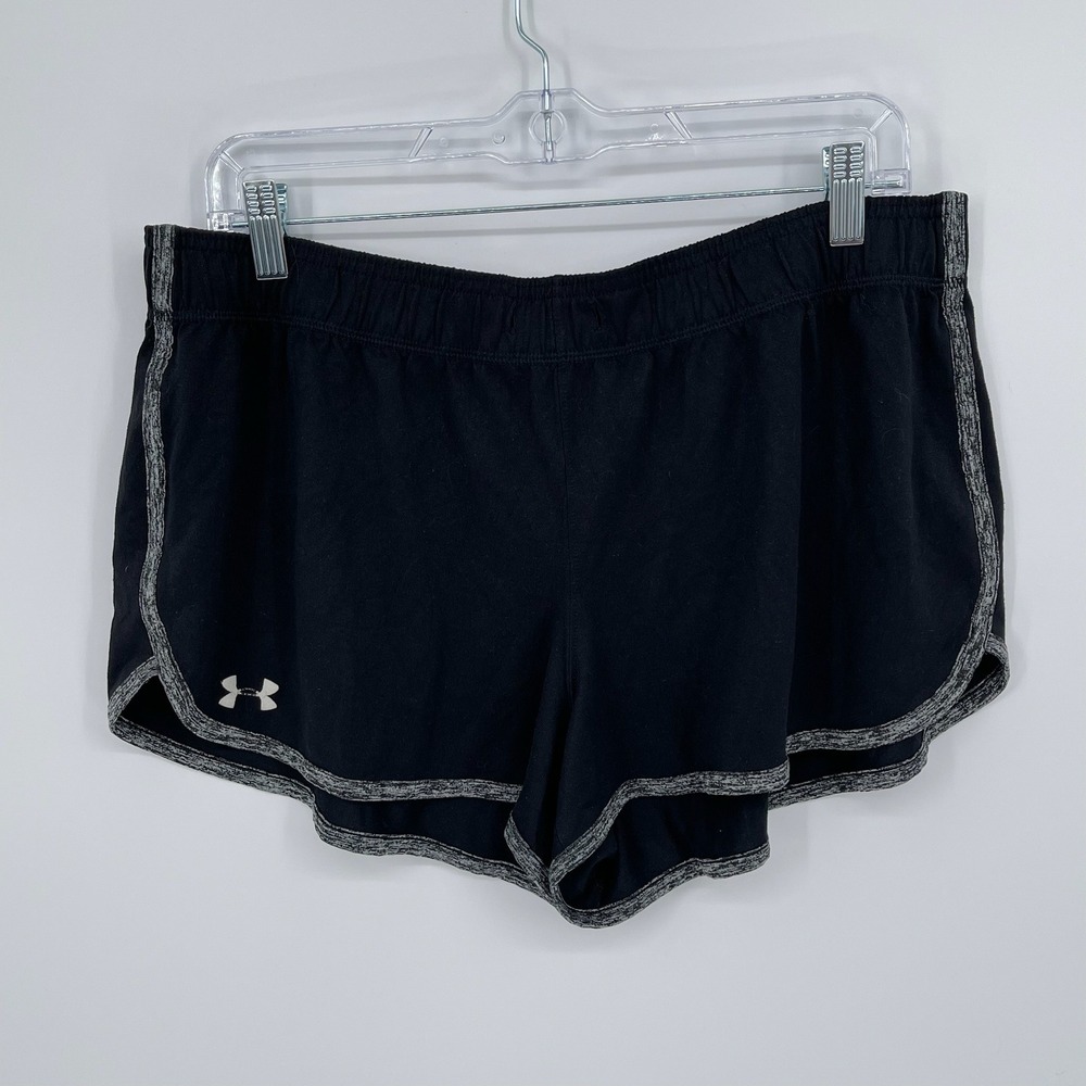 Under Armour Women's Black Gray Trim Athletic Running Shorts Size L